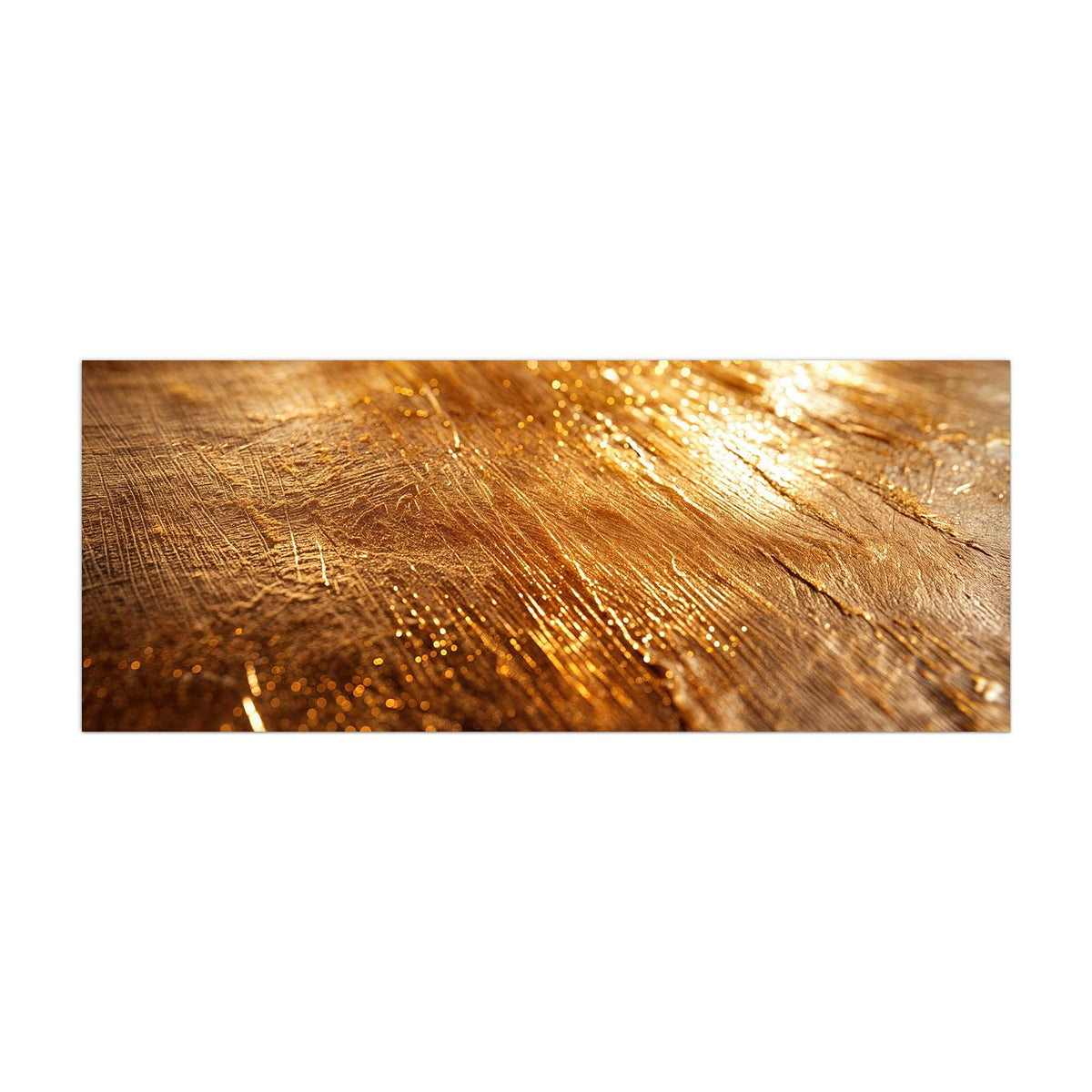 Küchenrückwand aus Glas Schimmerndes Gold im Hochformat, Motiv bildfüllend von vorn