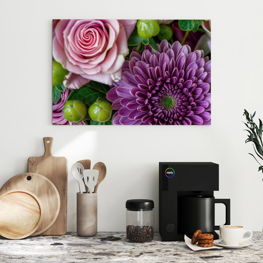 Maße Metall Magnettafel - Rosen und Chrysantheme