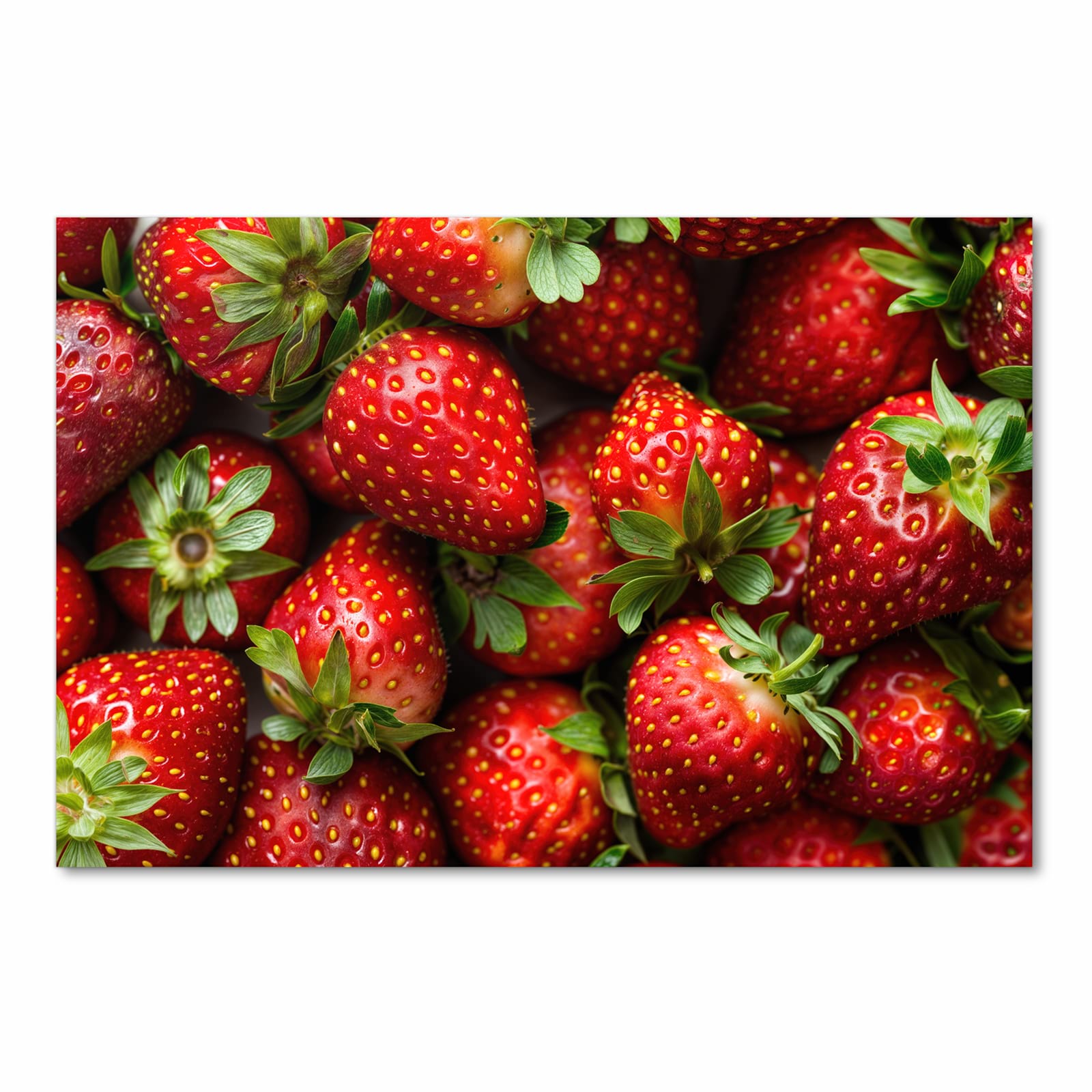 Waschbarer rutschfester Küchenteppich mit Motiv Frische Erdbeeren in Frontansicht