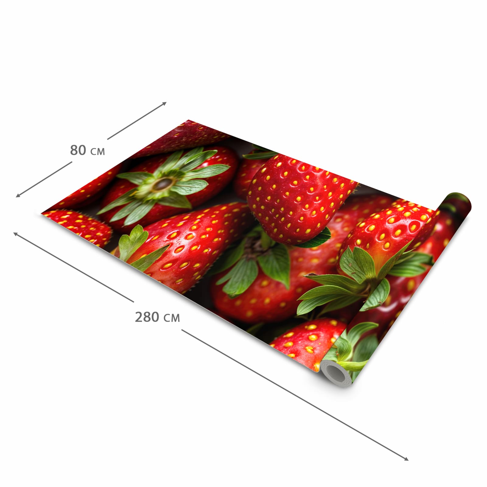 Wasserabweisender rutschfester Küchenläufer mit Motiv Frische Erdbeeren in der Grösse 90x180 cm