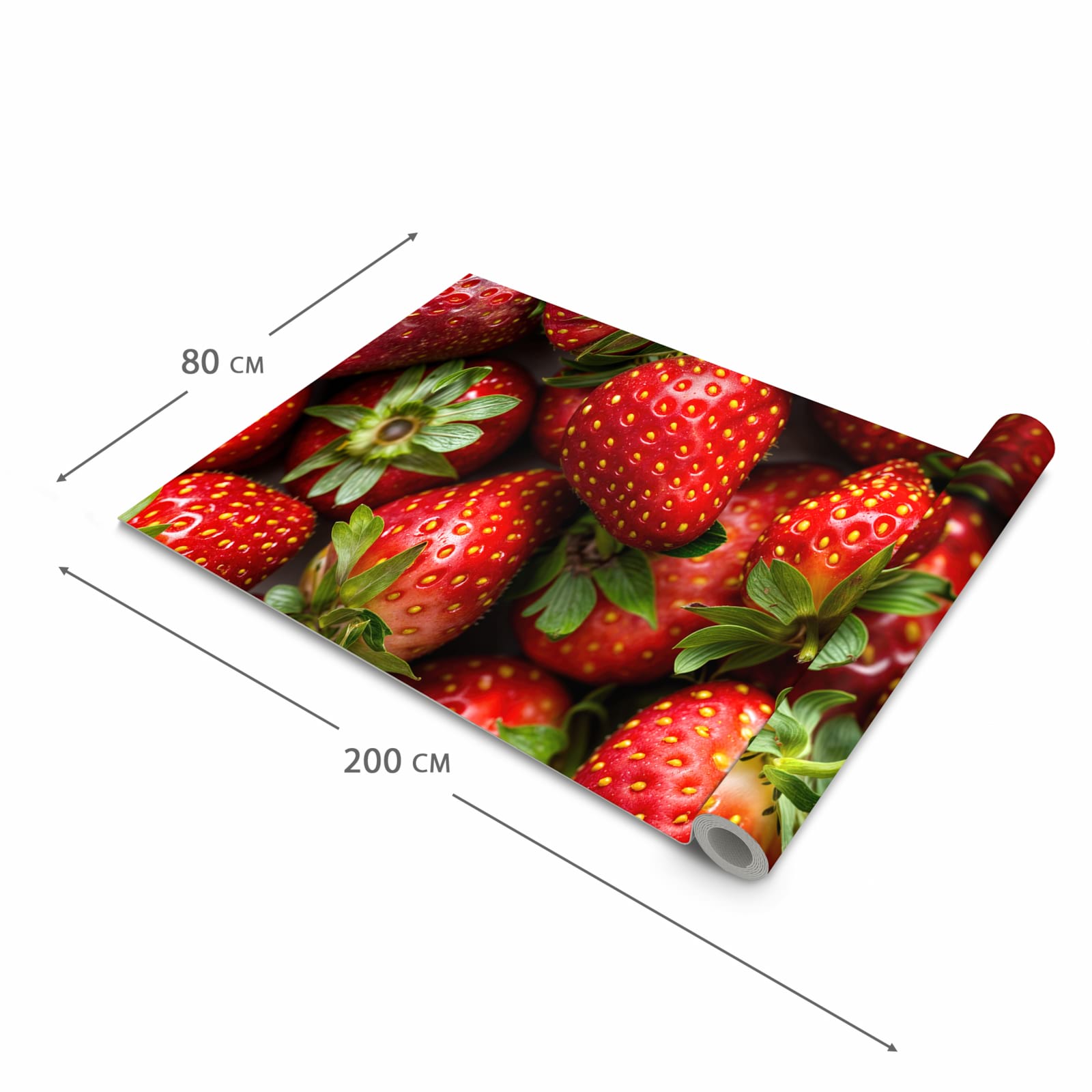 UV-beständiger Küchenläufer mit Motiv Frische Erdbeeren in der Grösse 90x180 cm