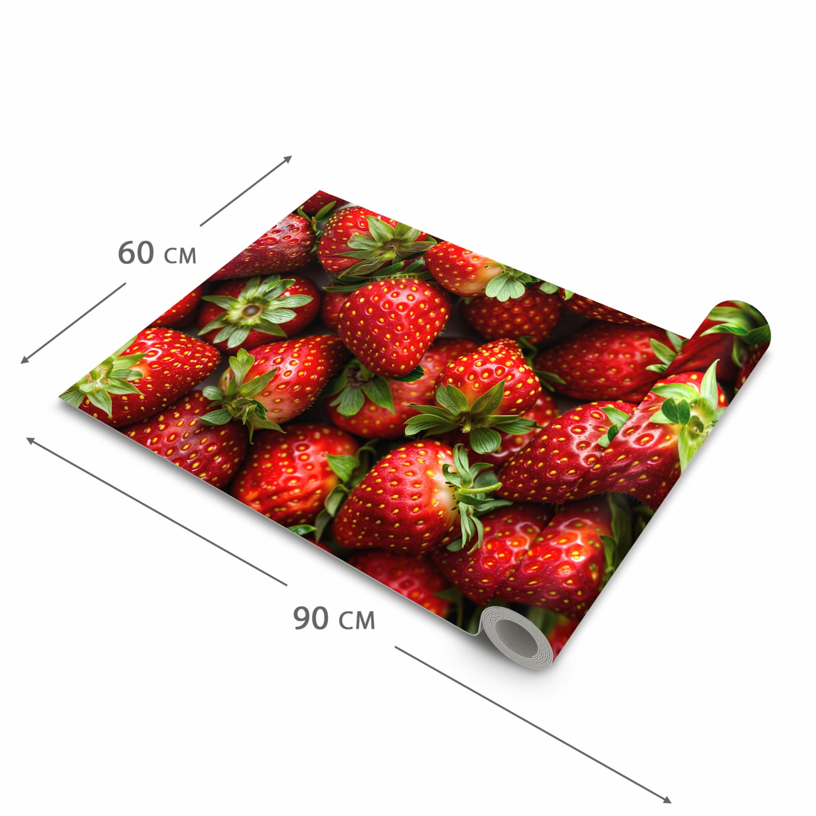 Abriebfester Küchenläufer mit Motiv Frische Erdbeeren in der Grösse 90x180 cm