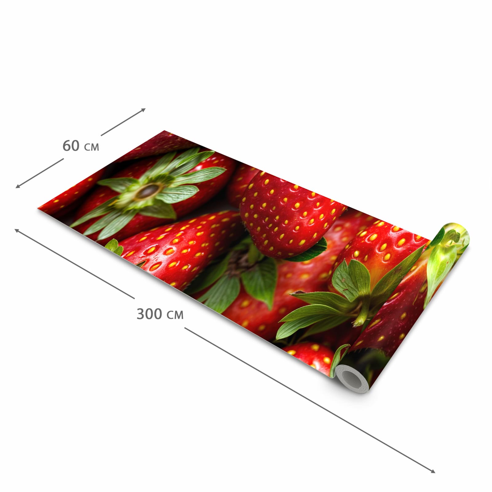 Geräuschdämpfender Küchenläufer mit Motiv Frische Erdbeeren in der Grösse 90x180 cm