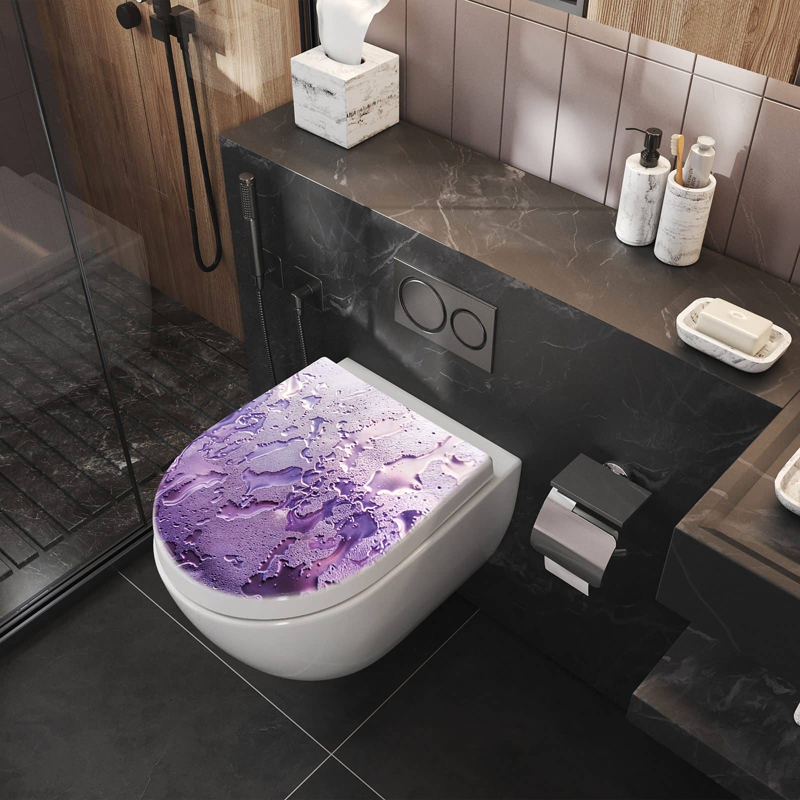 WC-Sitz mit Absenkautomatik Rauchige Tropfen