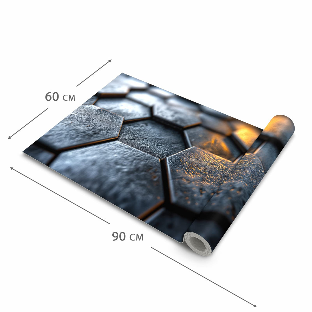 Komfortabler Küchenteppich mit Motiv Hexagon Fliesenstrukur in der Grösse 80x300 cm