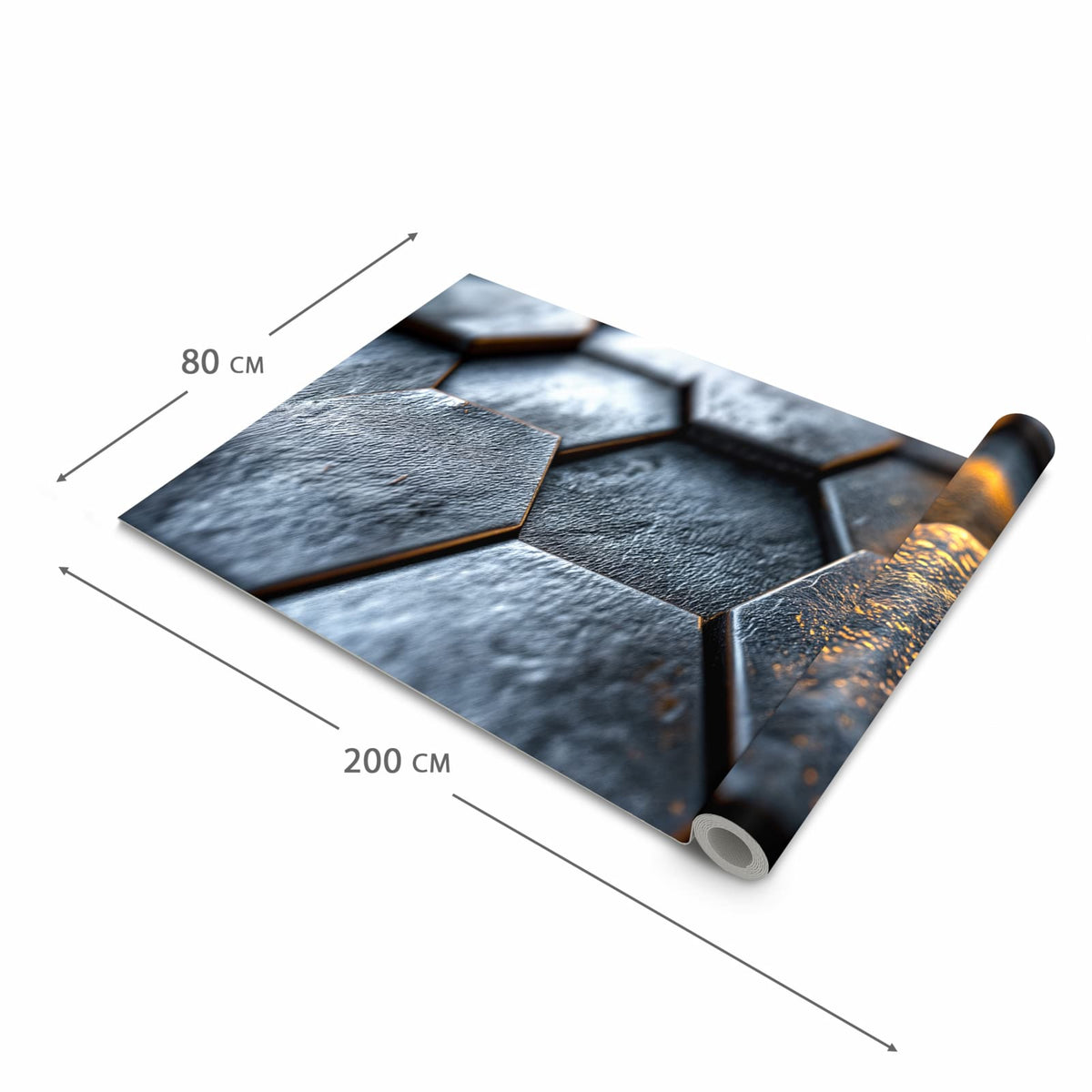 Wasserabweisender Teppichläufer für die Küche mit Motiv Hexagon Fliesenstrukur in der Grösse 80x300 cm