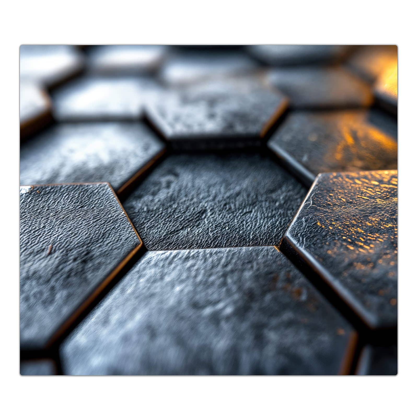 1-teilige Herdabdeckplatte mit Hexagon Fliesenstruktur-Motiv in der Frontansicht #grösse_1-Teilig (60x52cm)