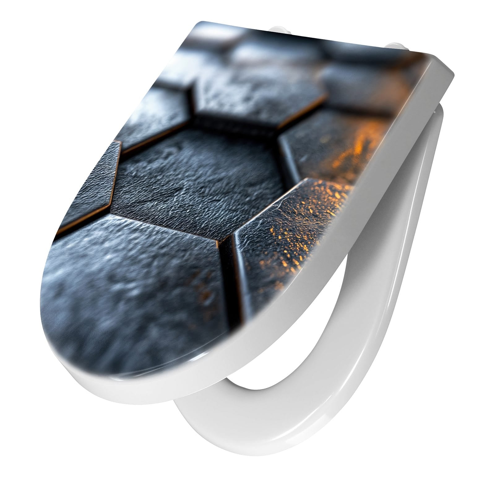 WC-Sitz mit Absenkautomatik Hexagon Fliesenstrukur