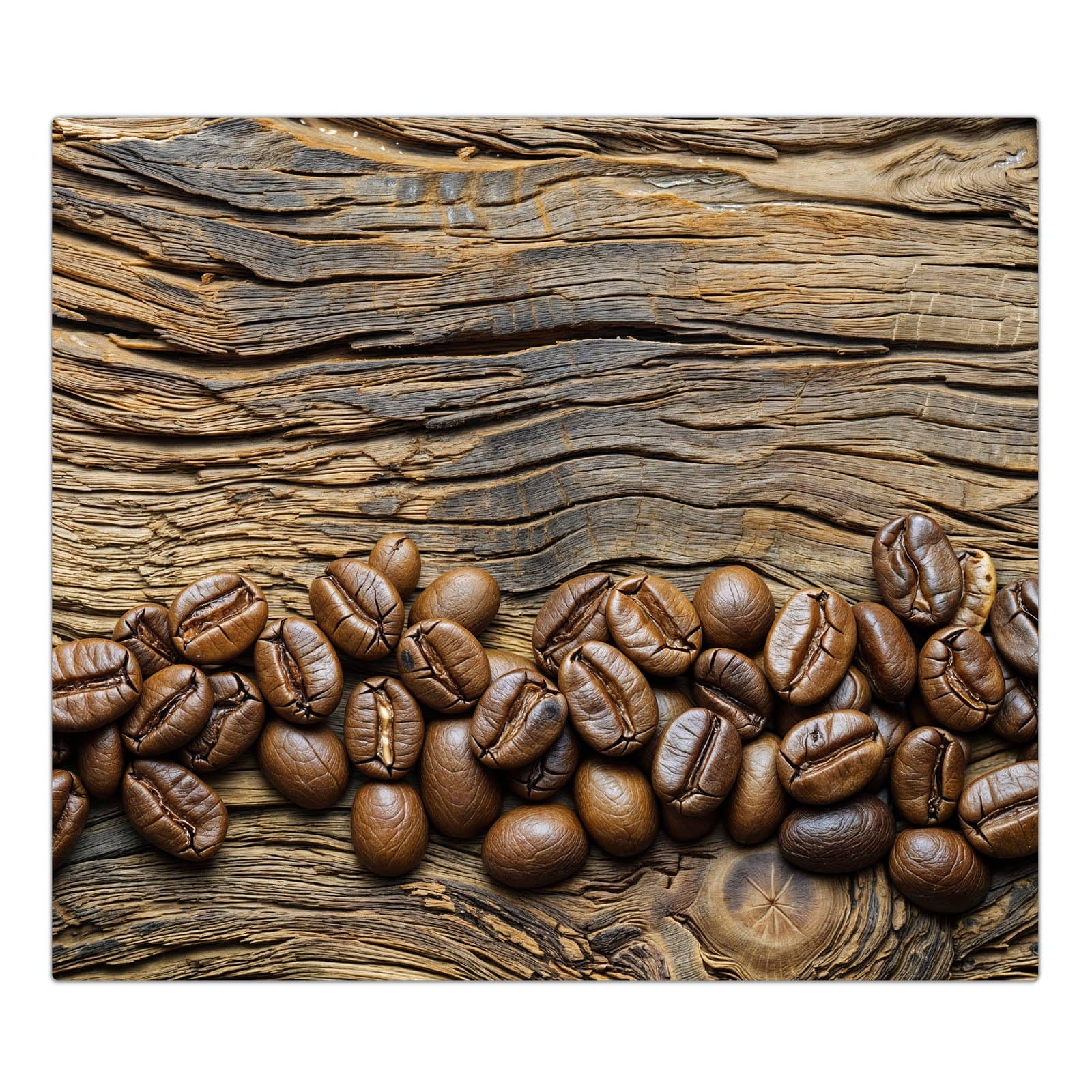 1-teilige Ceranfeld Abdeckplatten mit Kaffeebohnen Holz-Motiv in der Frontansicht