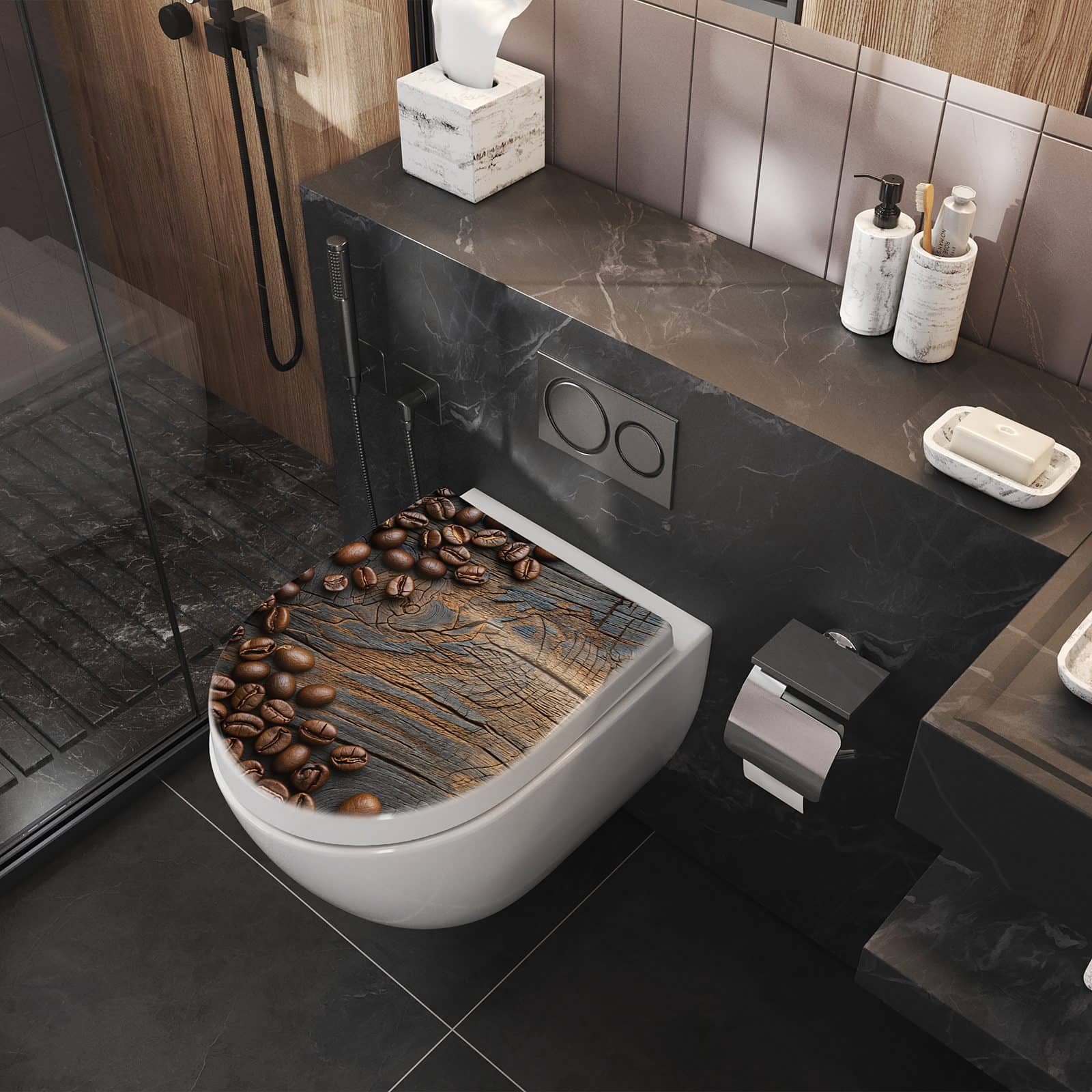 WC-Sitz mit Absenkautomatik Kaffeebohnenholz