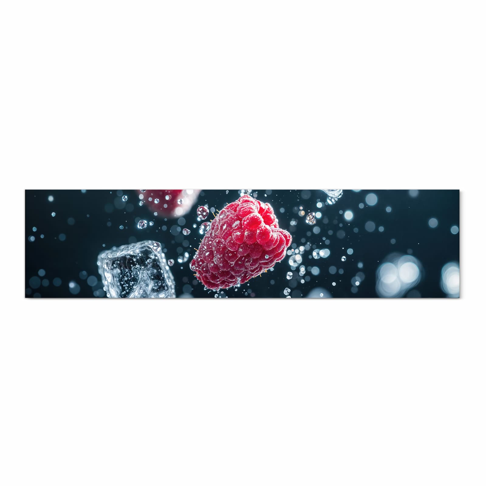 Wasserabweisender Läufer für die Küche mit Motiv Himbeeren im Regen in Frontansicht