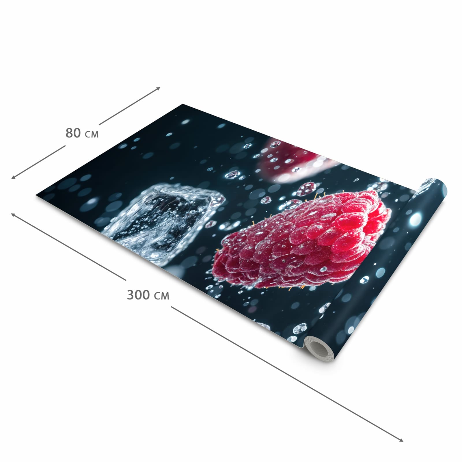 Komfortabler Läufer flur rutschfest mit Motiv Himbeeren im Regen in der Grösse 80x250 cm