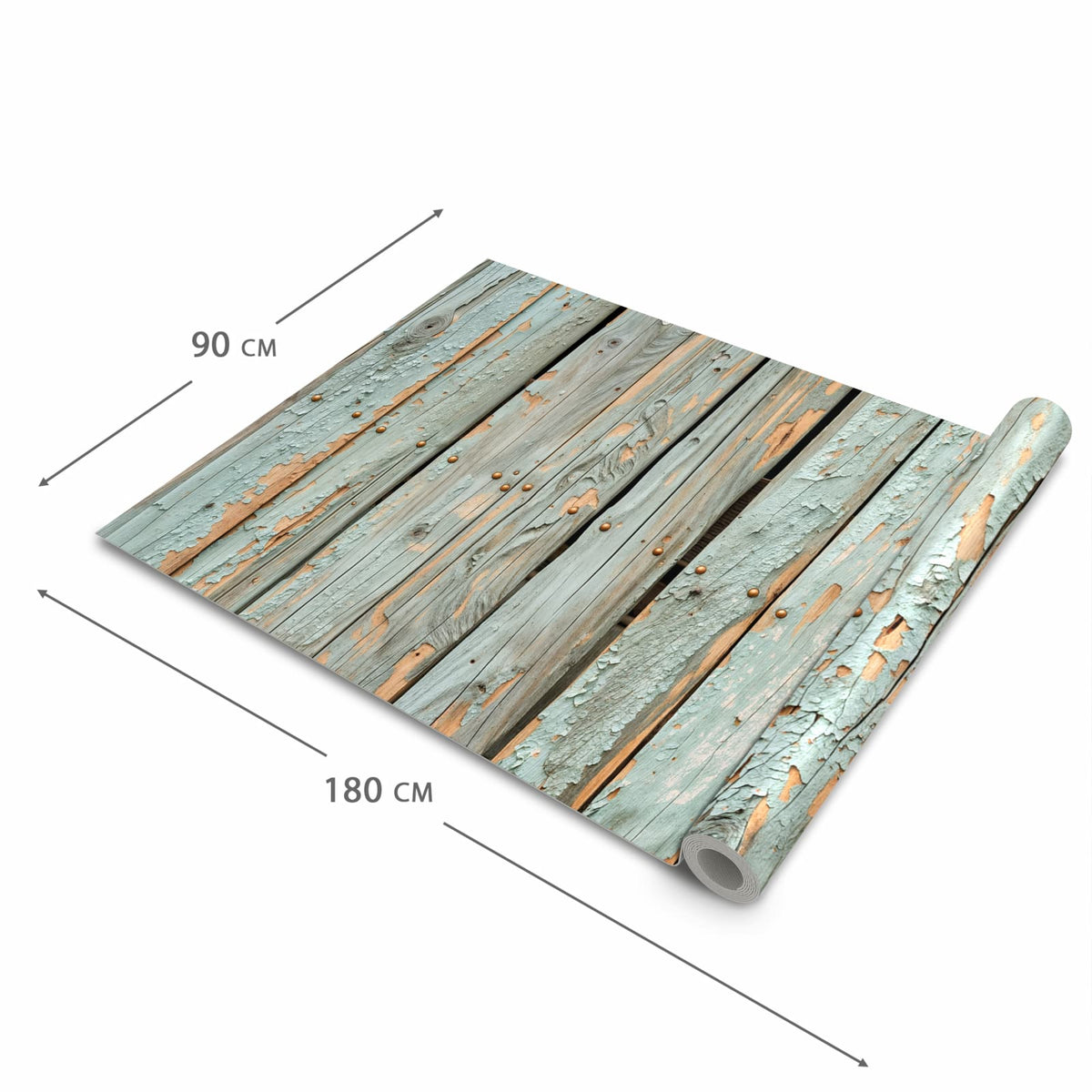 Zeitsparender Küchenläufer mit Motiv Verwitterte Holzbretter in der Grösse 80x250 cm
