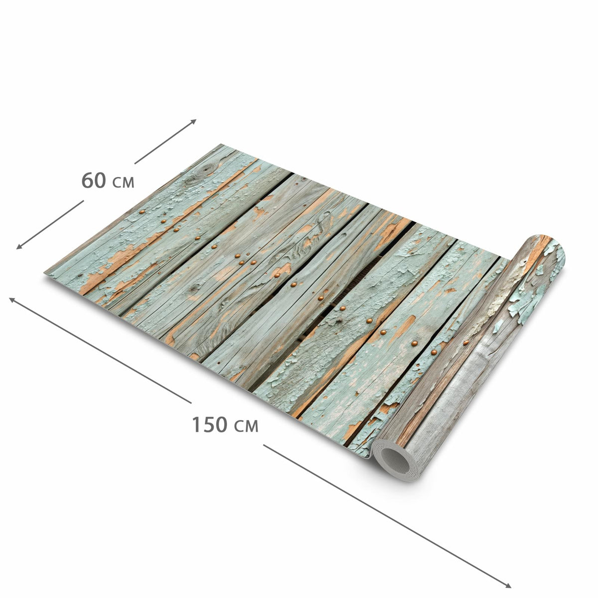 Waschbarer Küchenteppich mit Motiv Verwitterte Holzbretter in der Größe 80x200 cm