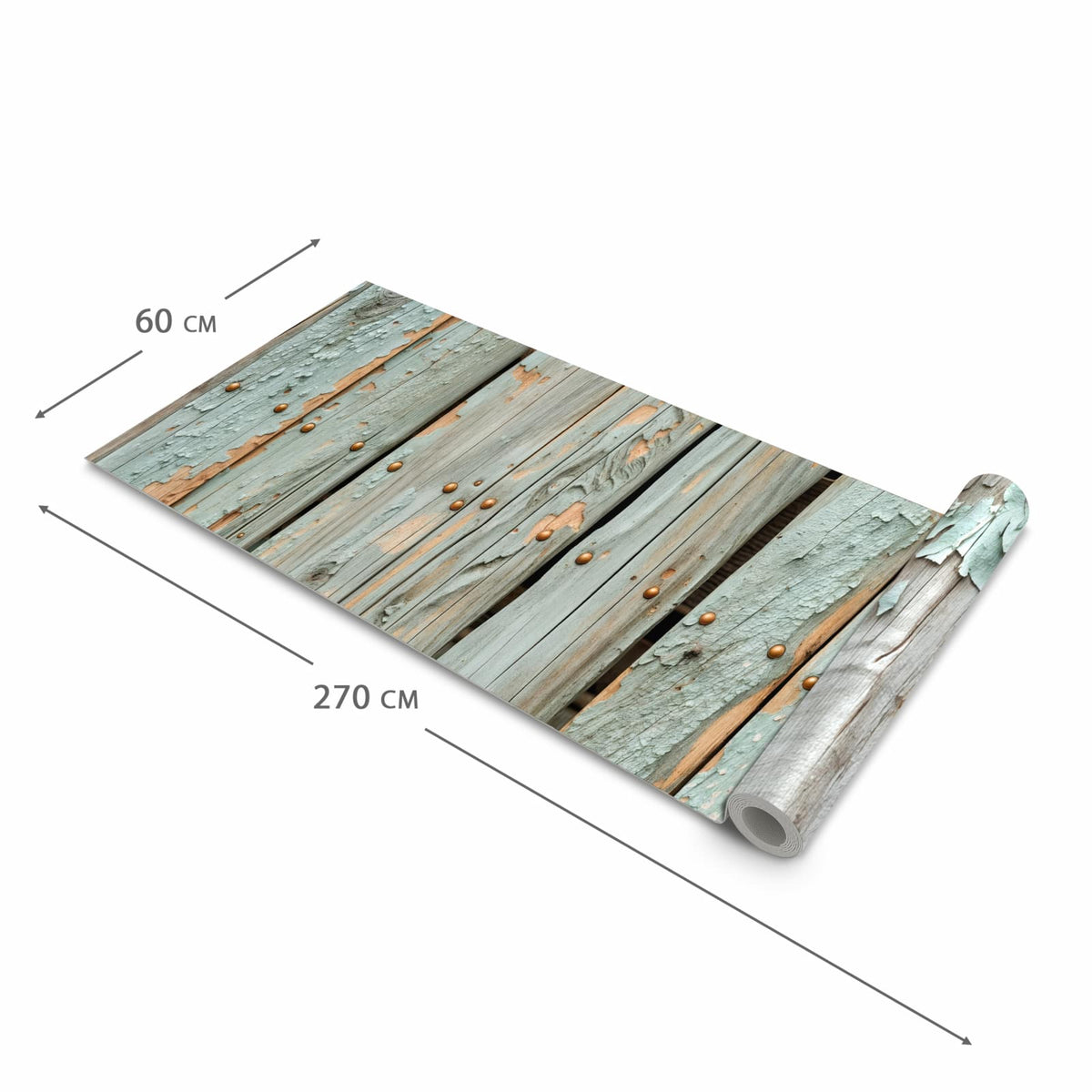 Feuchtigkeitsresistenter Küchenteppich mit Motiv Verwitterte Holzbretter in der Grösse 80x200 cm