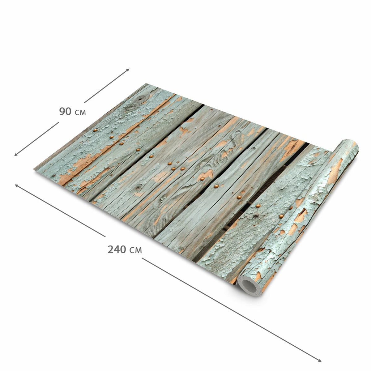 Geräuschdämpfender Küchenläufer mit Motiv Verwitterte Holzbretter in der Grösse 80x250 cm
