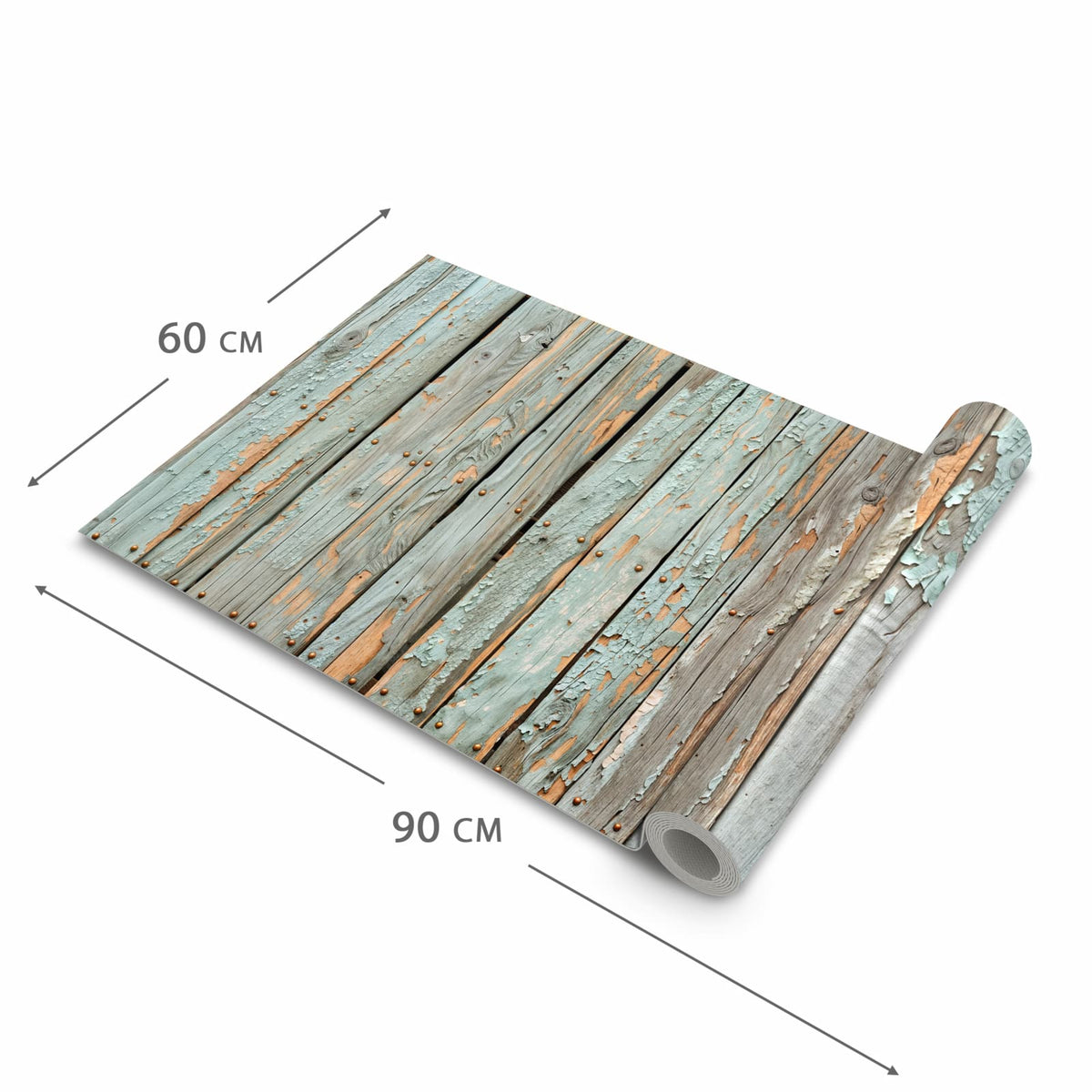 Küchenteppich mit Motiv Verwitterte Holzbretter in der Grösse 80x250 cm für Ordnung & Übersicht