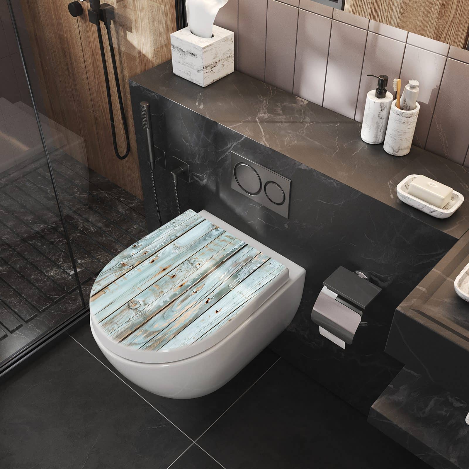 WC-Sitz mit Absenkautomatik Holz von Verwittertes