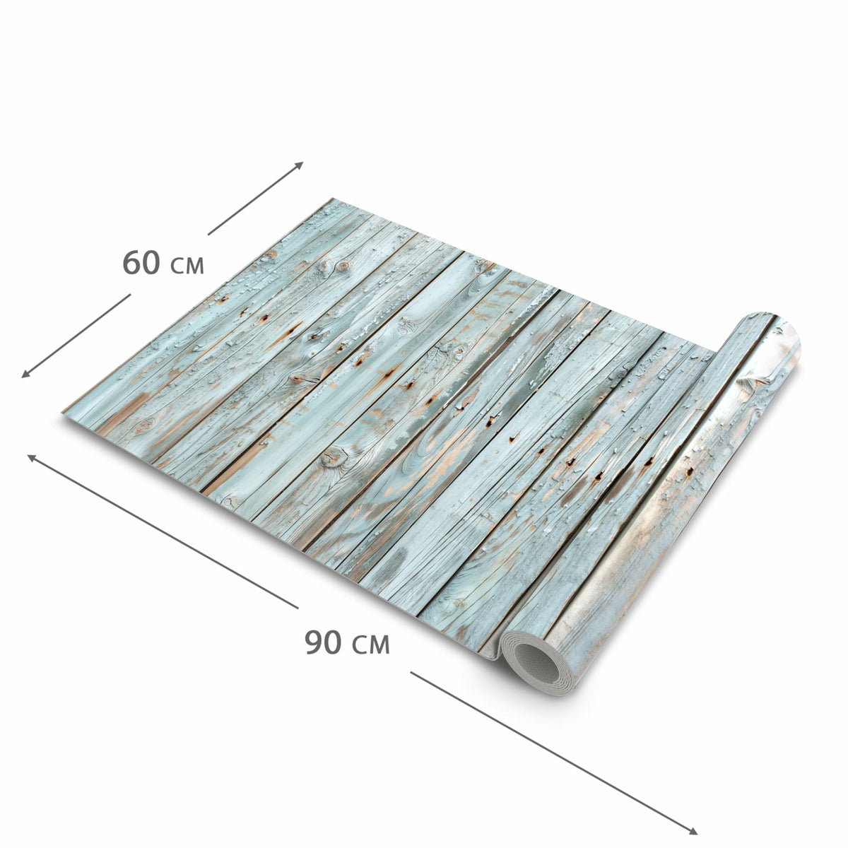 Flacher rutschfester Küchenläufer mit Motiv Holz von Verwittertes in der Grösse 80x200 cm