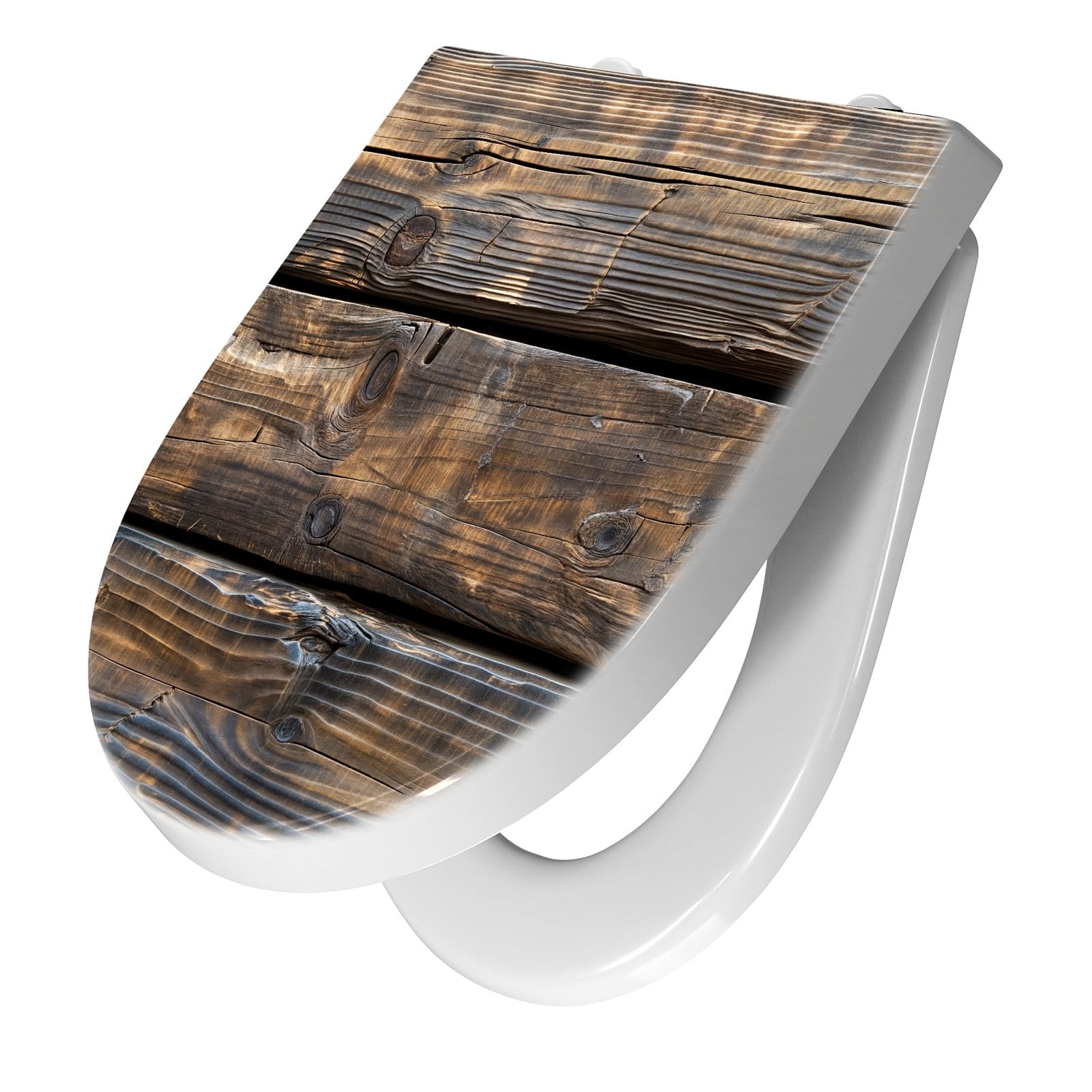 WC-Sitz mit Absenkautomatik Alte Holzbohlen