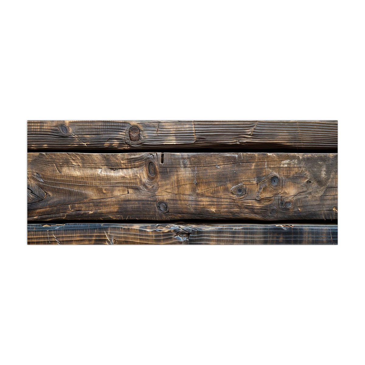 Küchenrückwand aus Glas Alte Holzbalken im Hochformat, Motiv bildfüllend von vorn