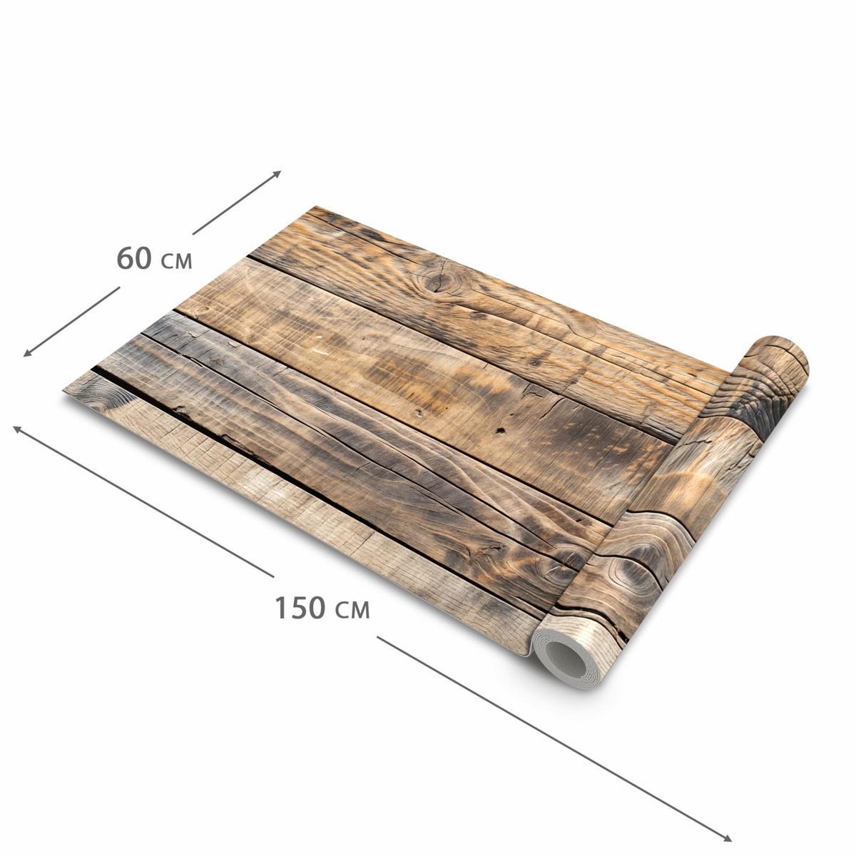 Bodenschonender Küchenteppich mit Motiv Sanfte Holzmaserung in der Größe 60x90 cm
