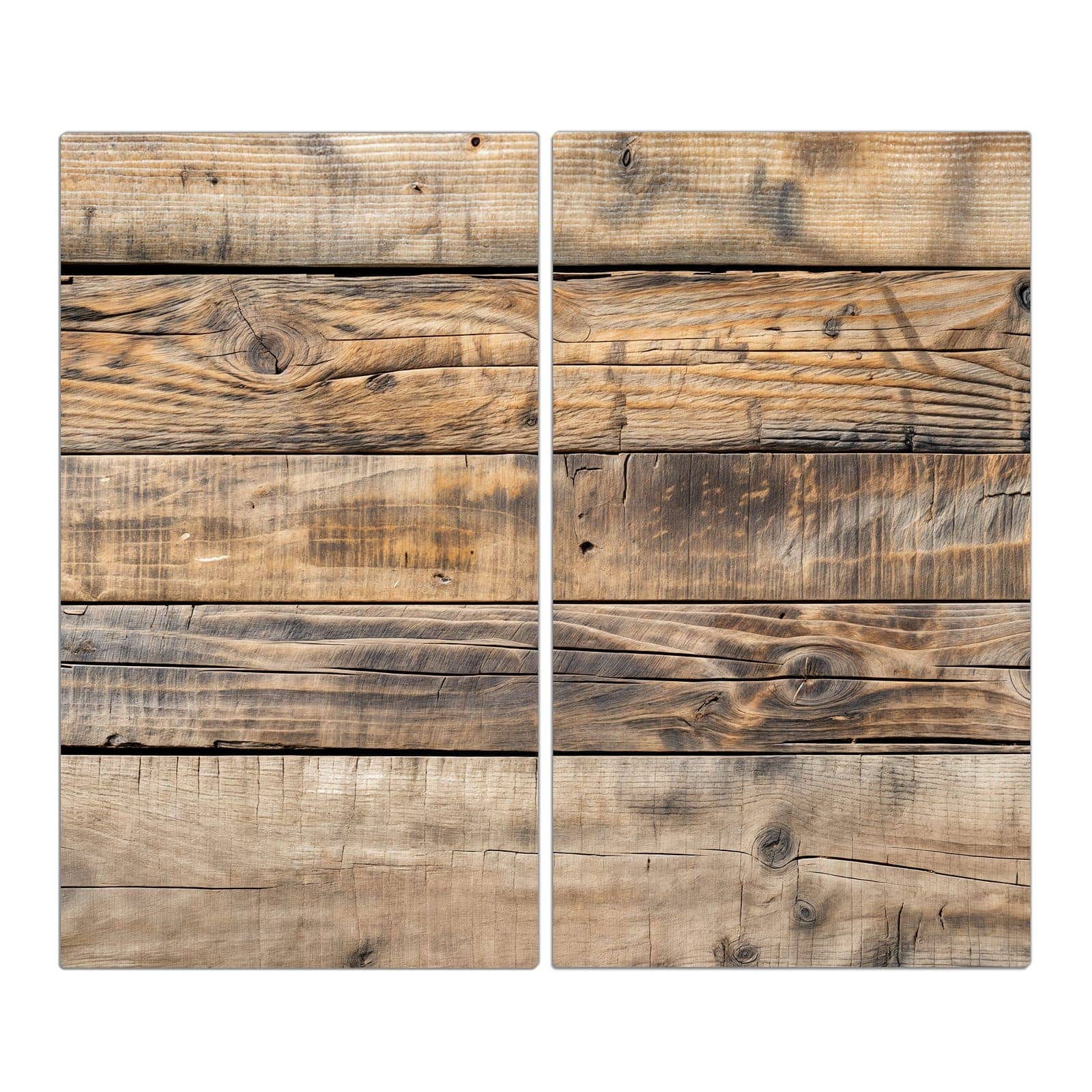 2-teilige Abdeckplatte mit Sanfte Holzmaserung-Motiv in der Frontansicht #grösse_2-Teilig (60x52cm)