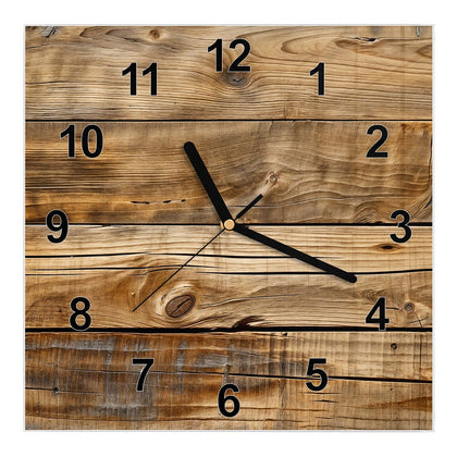 Wanduhr Quadratisch mit dem Motiv Goldbraune Maserung