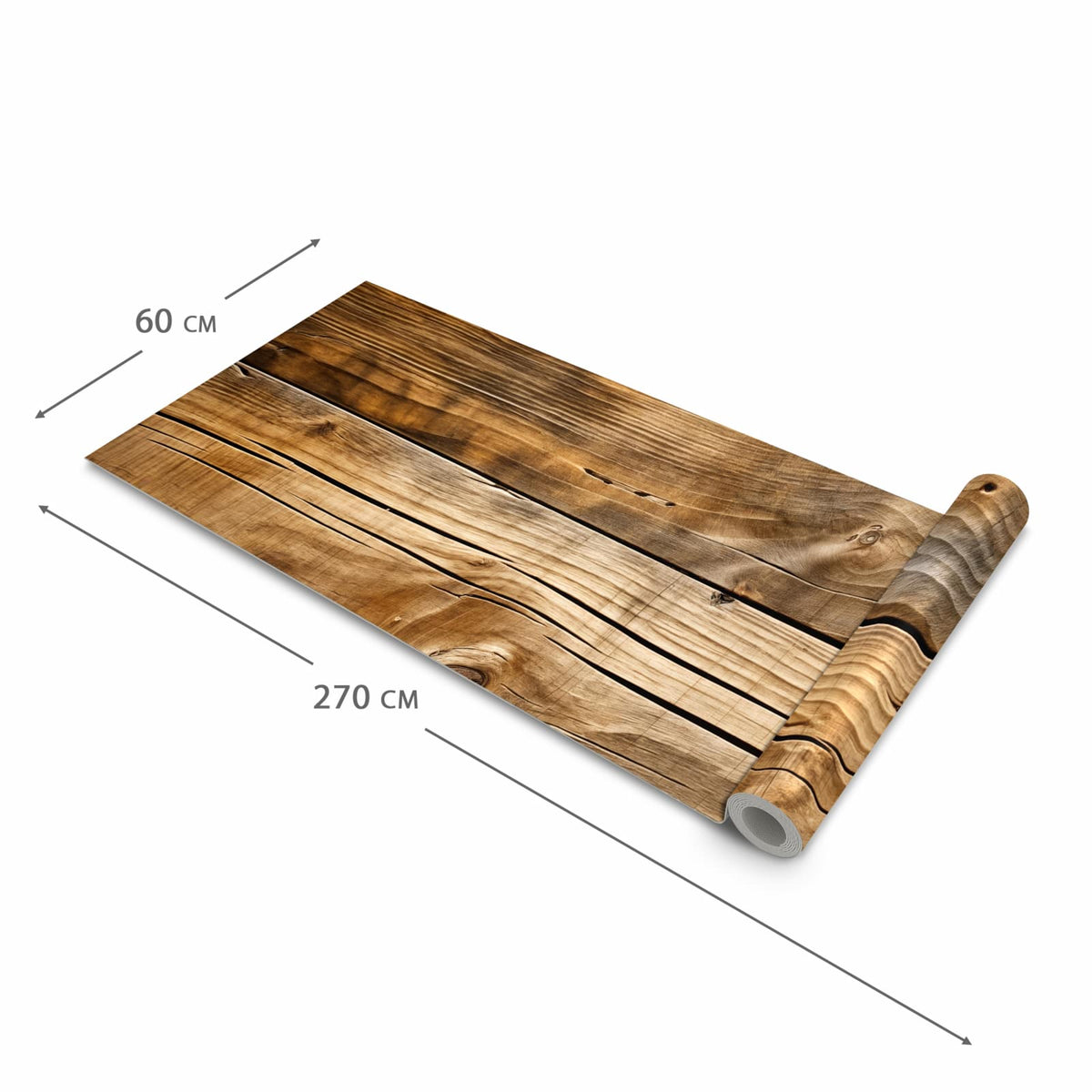 Komfortabler rutschfester Küchenläufer mit Motiv Holzdielenmaserung in der Größe 60x300 cm