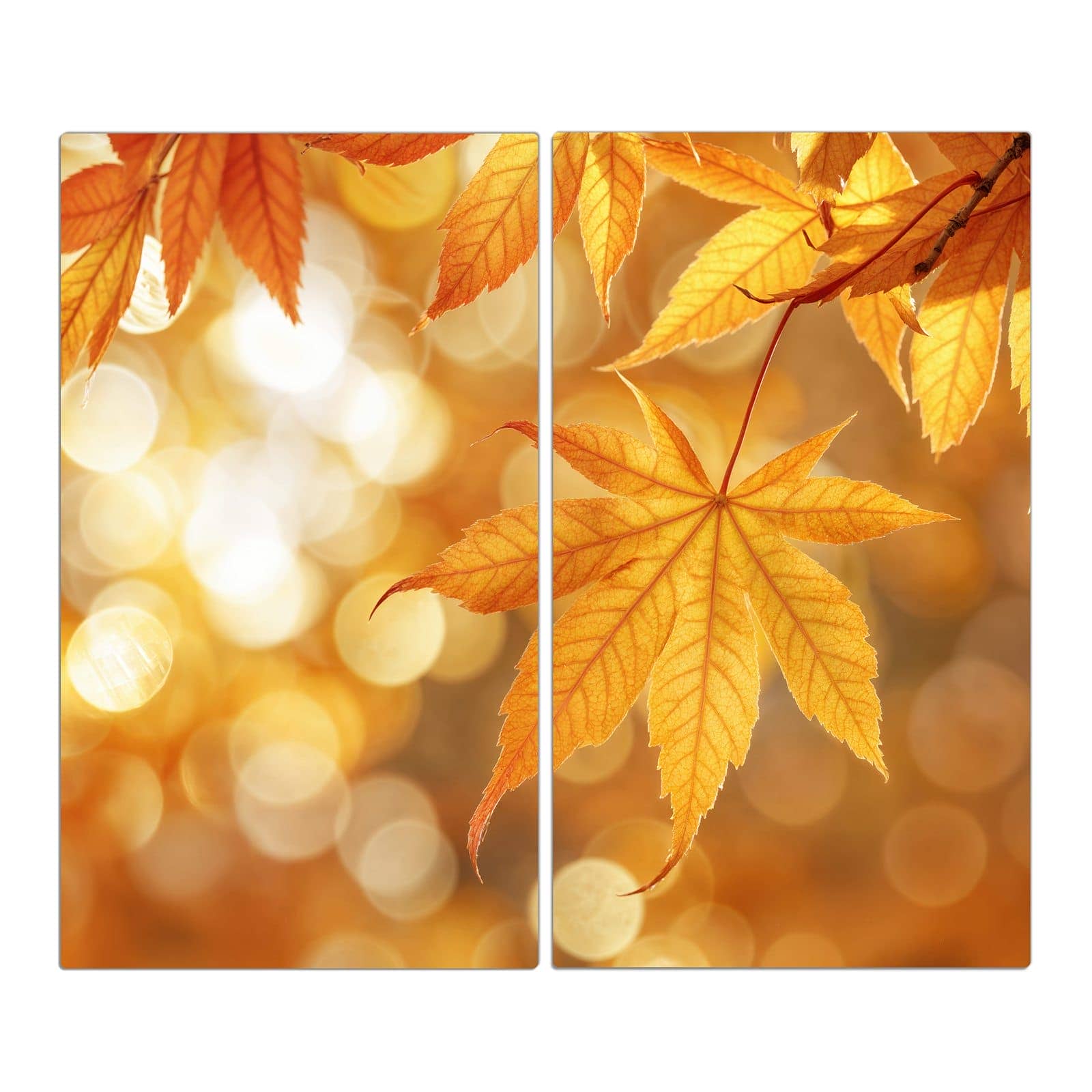 2-teilige Abdeckplatte für Ceranfeld mit Herbstlich Glitzernd-Motiv in der Frontansicht #grösse_2-Teilig (60x52cm)