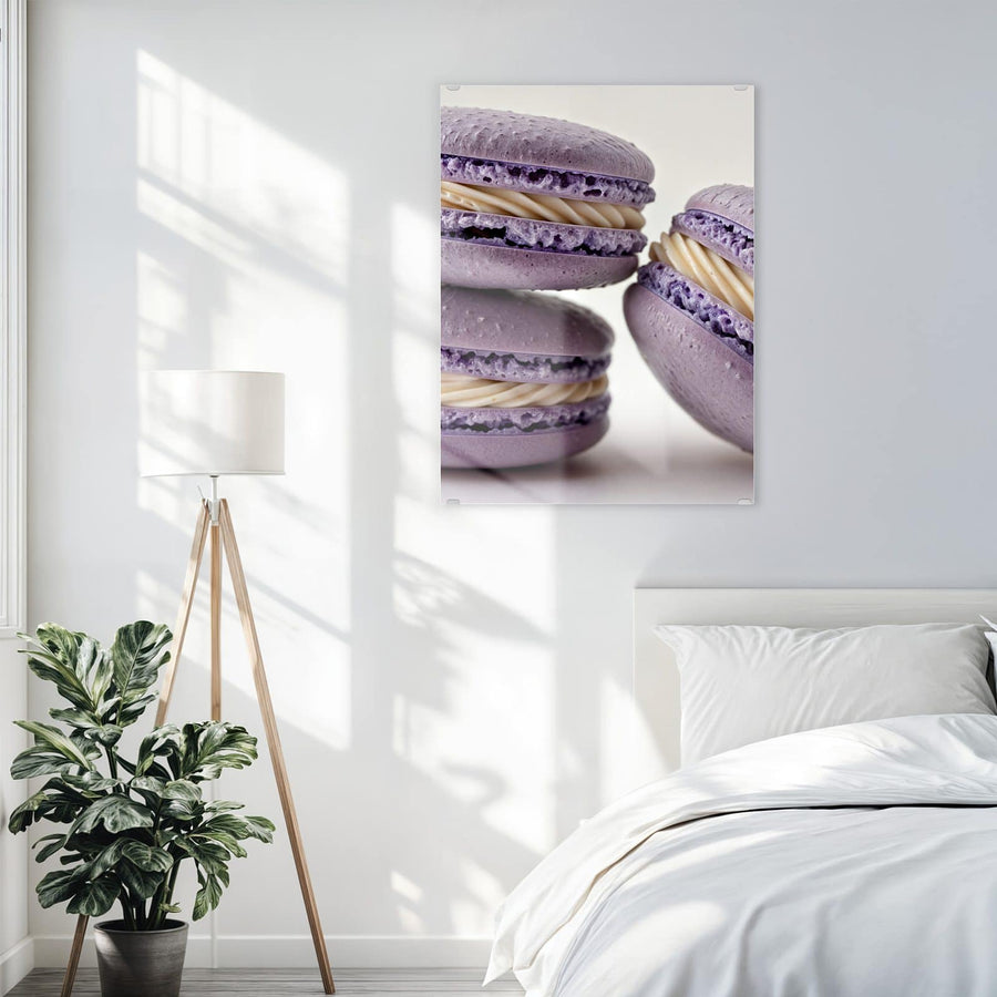 Maße Wandbild - Lila Macarons mit Creme - Hochformat