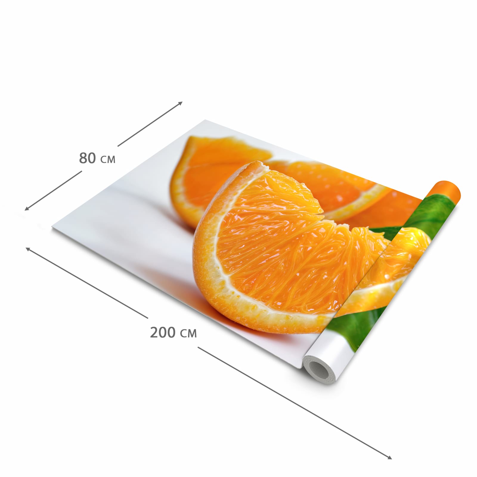 Fleckenresistenter großer Küchenteppich mit Motiv Orangenscheiben in der Größe 60x240 cm