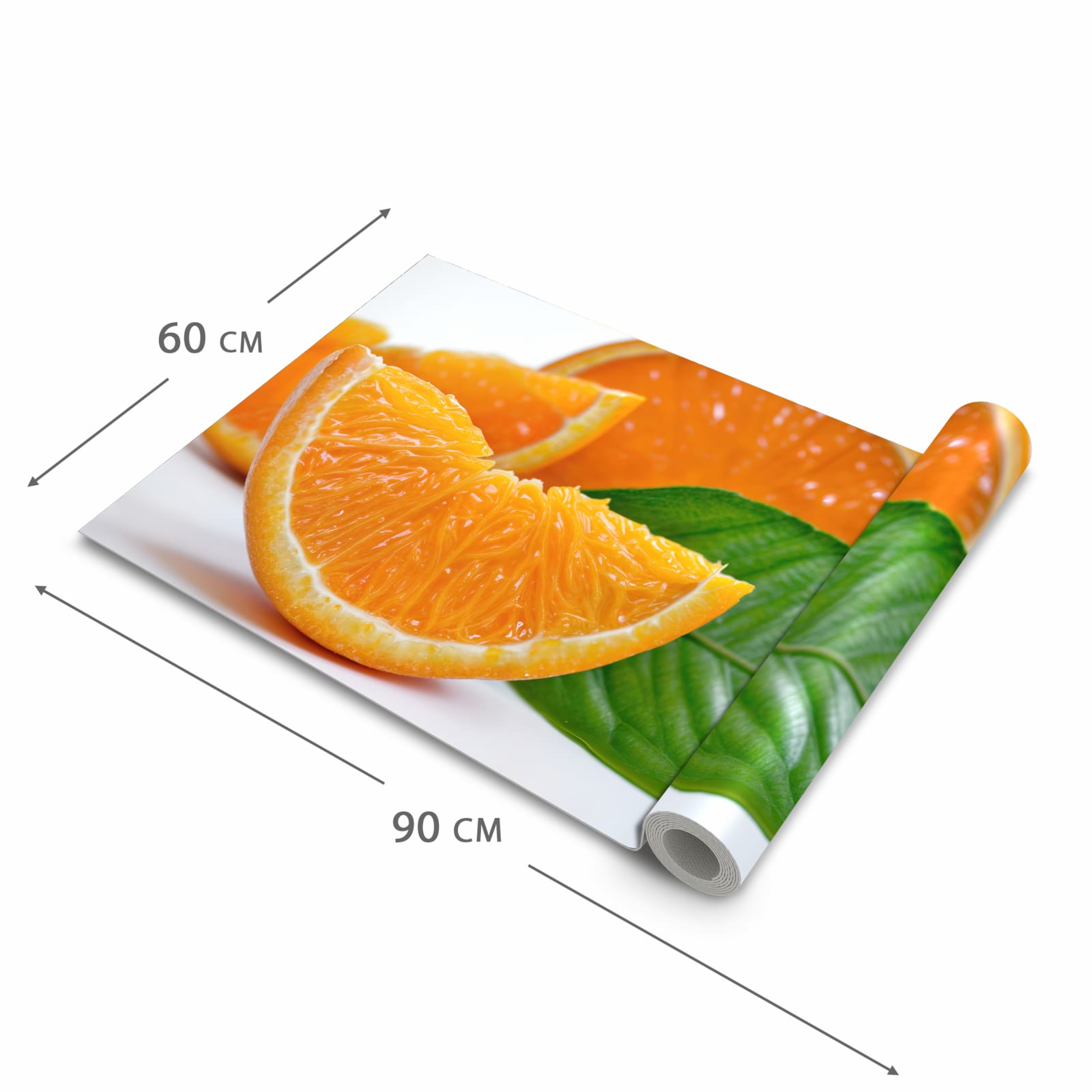 Wasserabweisender waschbarer Küchenteppich mit Motiv Orangenscheiben in der Grösse 60x240 cm