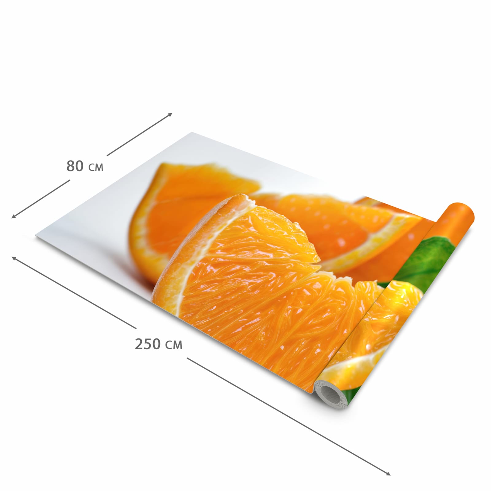 Schmutzabweisender rutschfester Küchenteppich mit Motiv Orangenscheiben in der Größe 60x240 cm