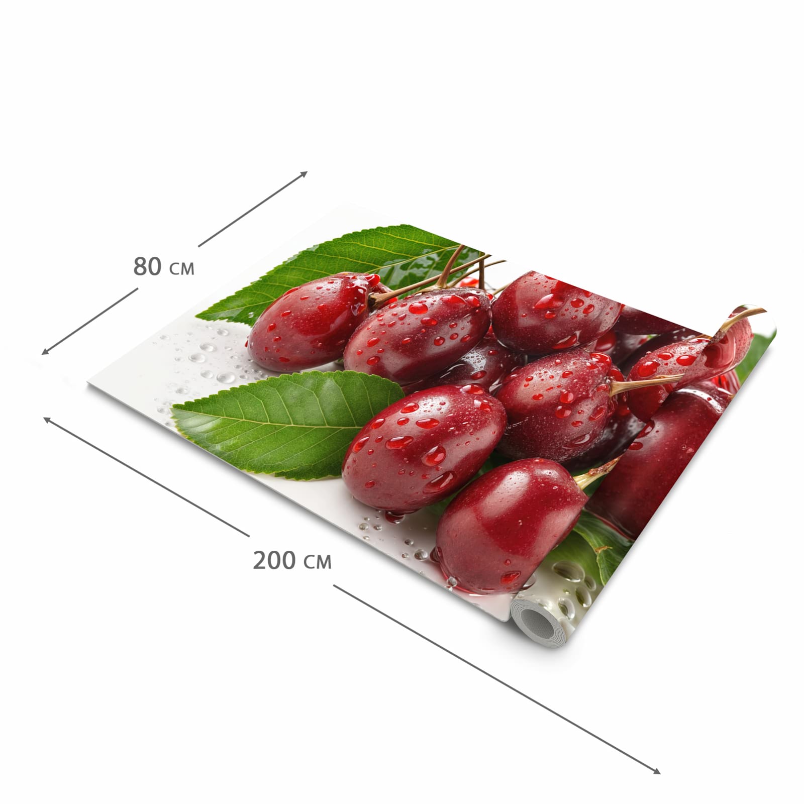 Feuchtigkeitsresistenter waschbarer Küchenteppich mit Motiv Kirschen von Frische in der Grösse 60x240 cm