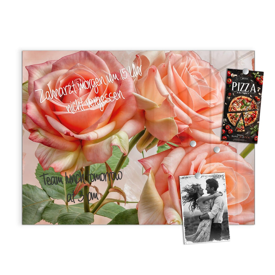 Maße Magnettafel - Korallenrote Rosen