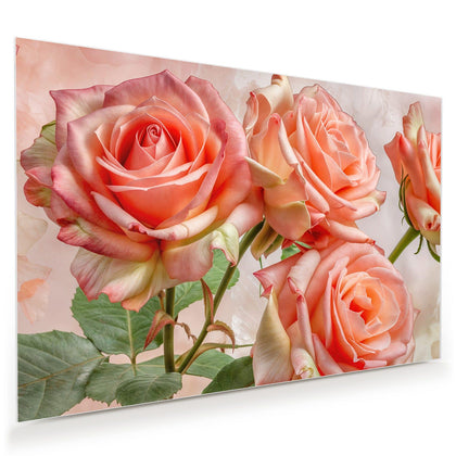 Wandbild mit dem Motiv Korallenrote Rosen