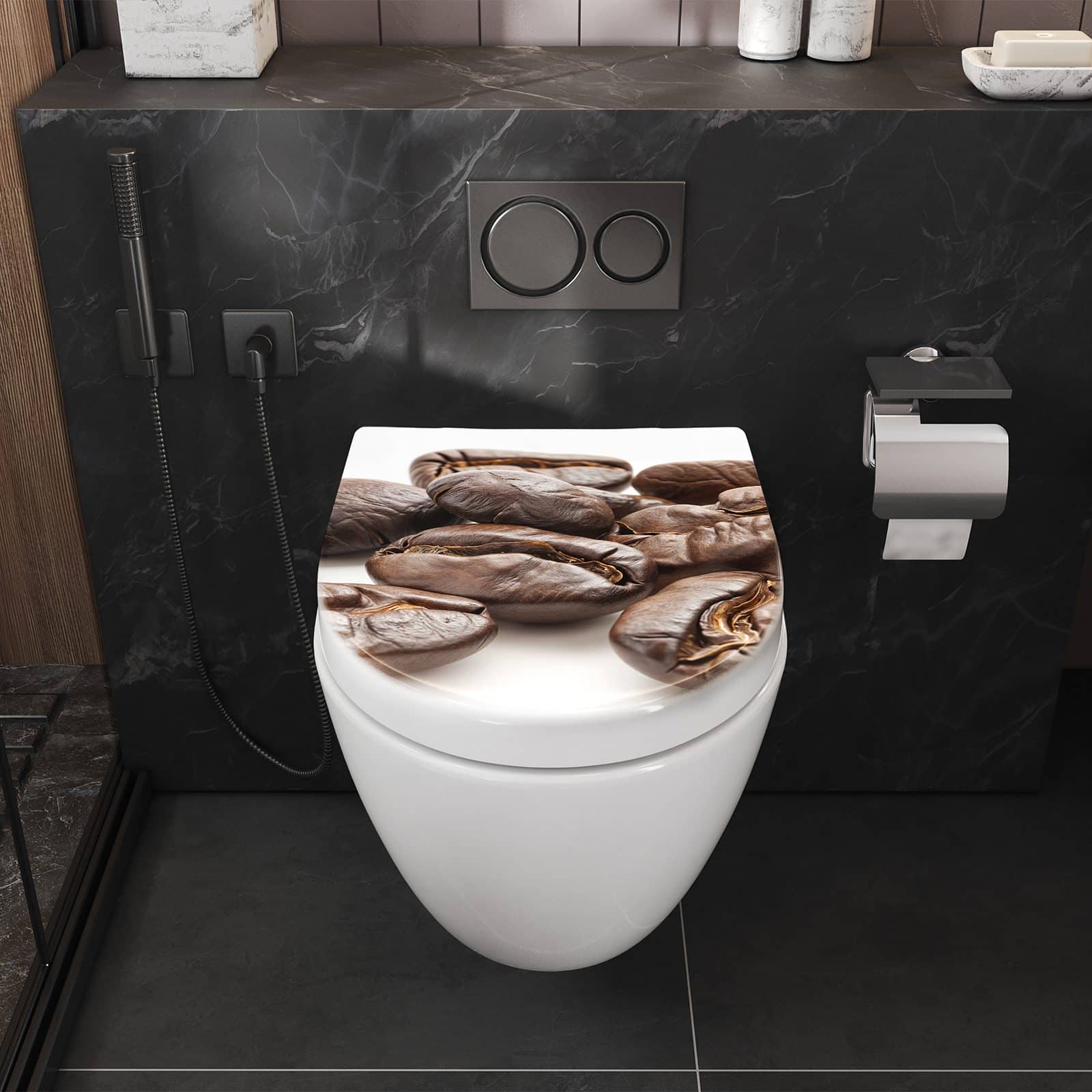 WC-Sitz mit Absenkautomatik Stille Kaffeebohnen