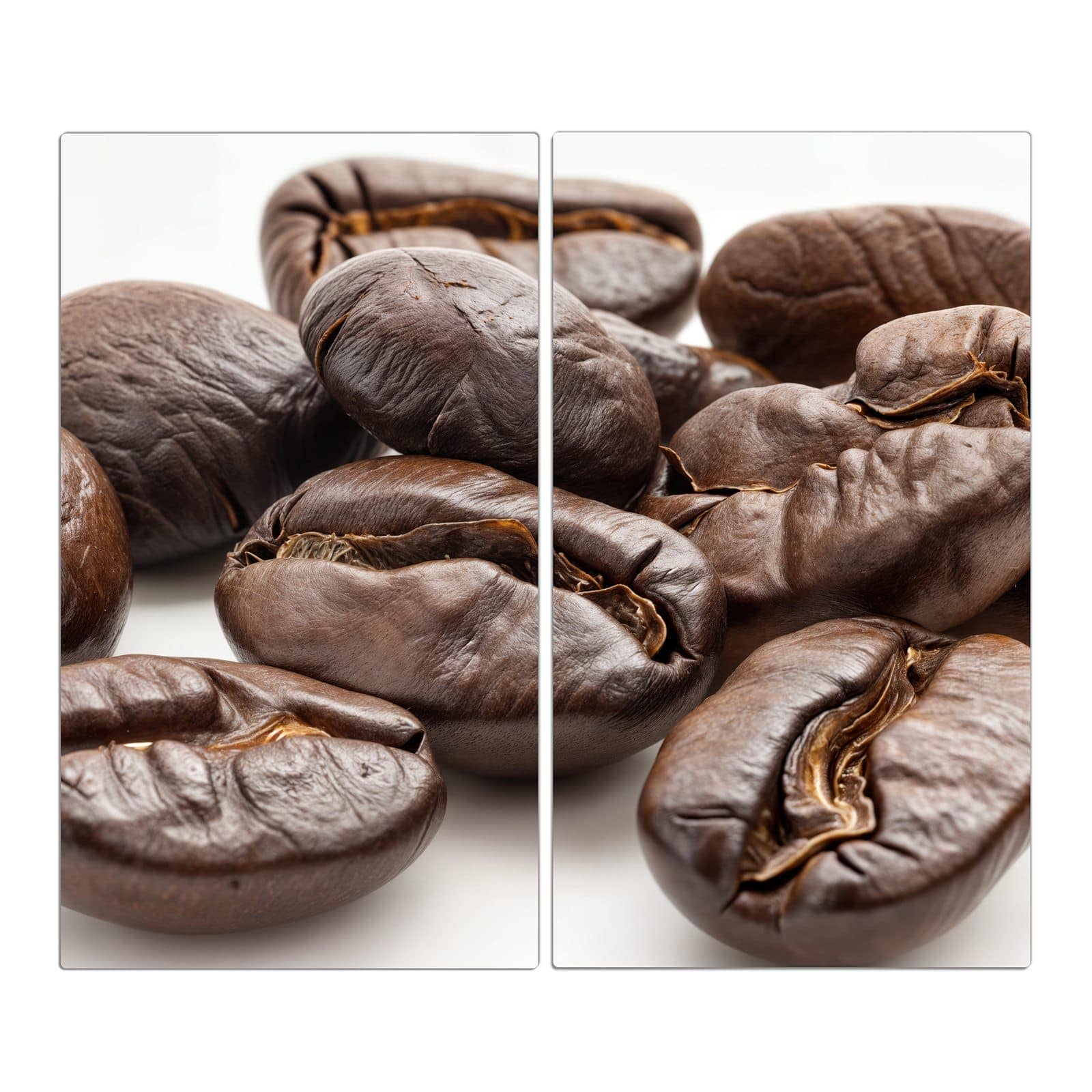 2-teilige Abdeckplatte für Ceranfeld mit Stille Kaffeebohnen-Motiv in der Frontansicht