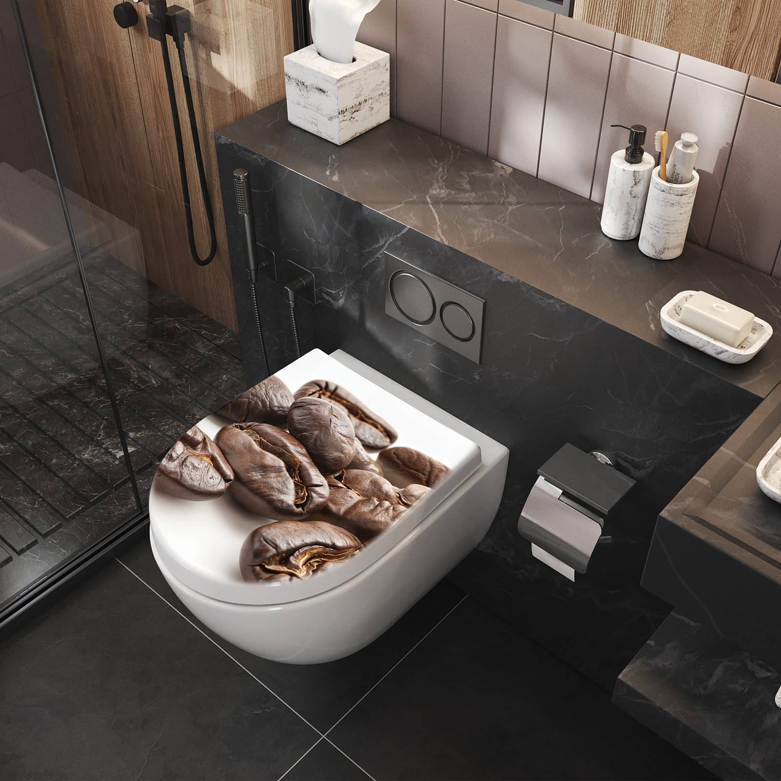 WC-Sitz mit Absenkautomatik Stille Kaffeebohnen