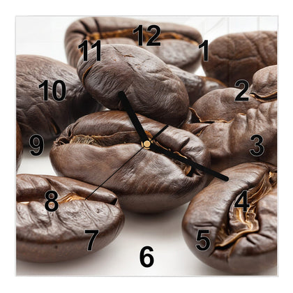Wanduhr Quadratisch mit dem Motiv Geröstete Kaffeebohnen