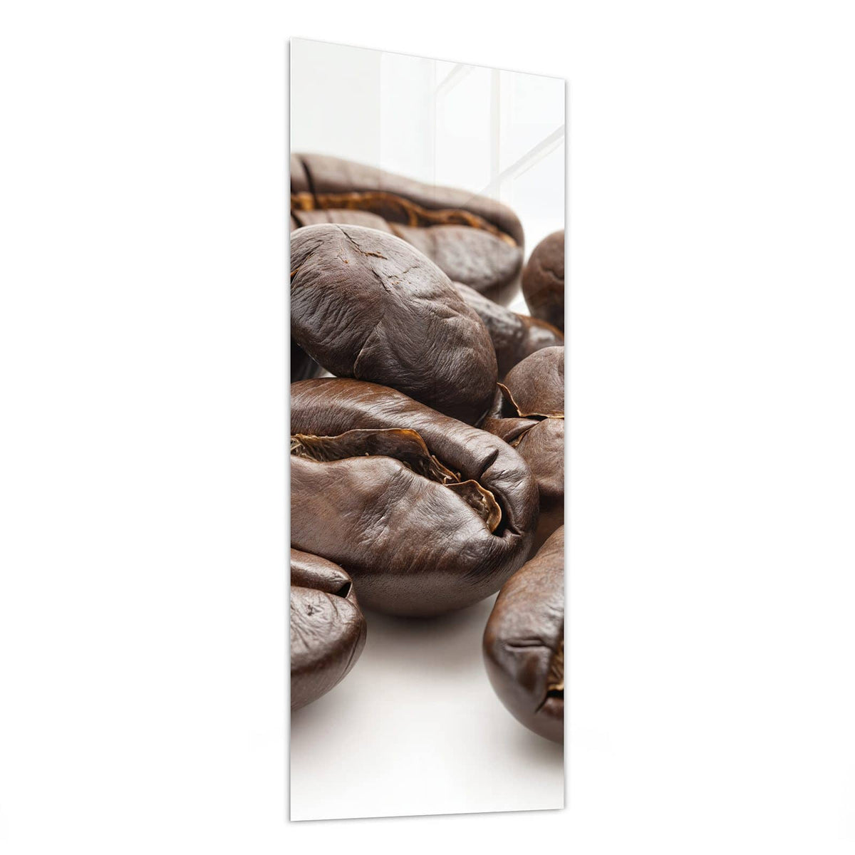 Glasbild Geröstete Kaffeebohnen von der Seite, 4 mm Echtglas