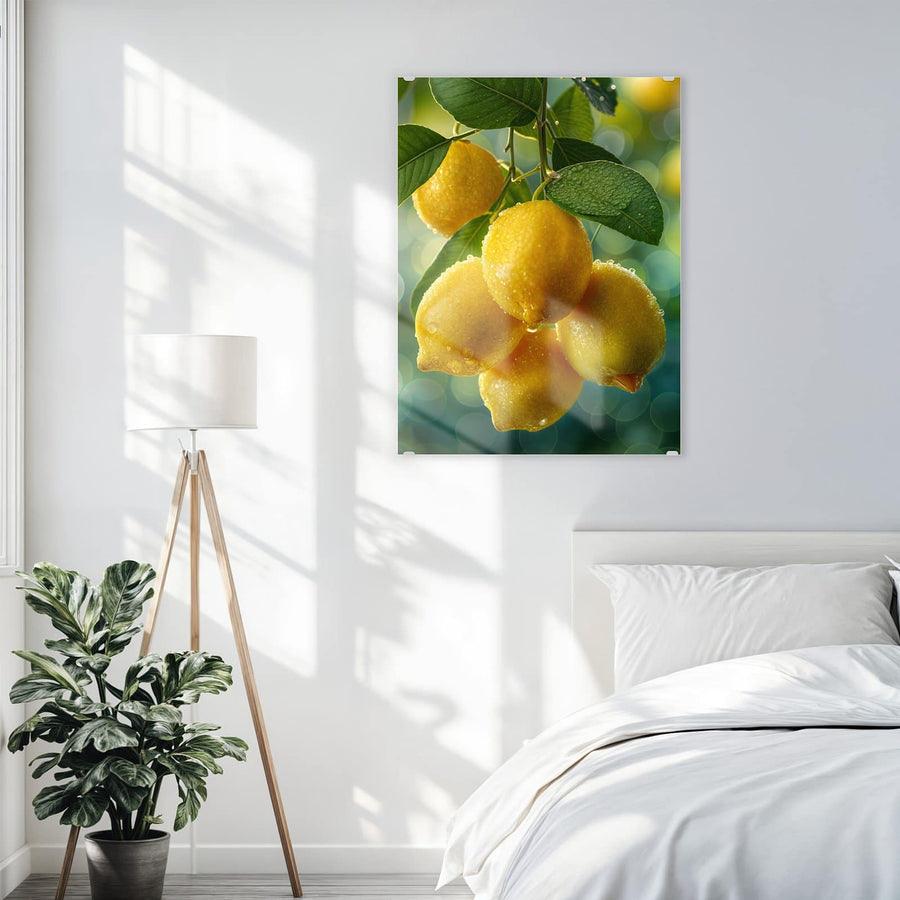 Maße Wandbild - Fünf Zitronen am Zweig - Hochformat