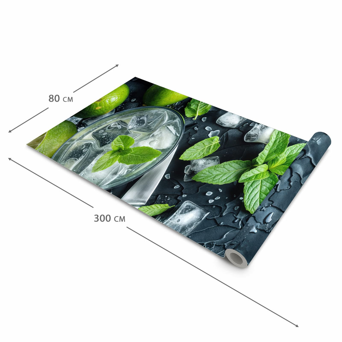 Strapazierfähiger rutschfester Küchenläufer mit Motiv Frische Limetten in der Größe 60x120 cm