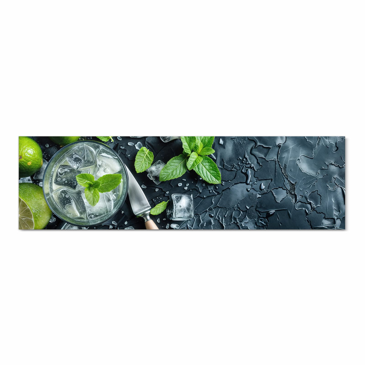 Hygienischer langer Teppich für Flur mit Motiv Frische Limetten in Frontansicht