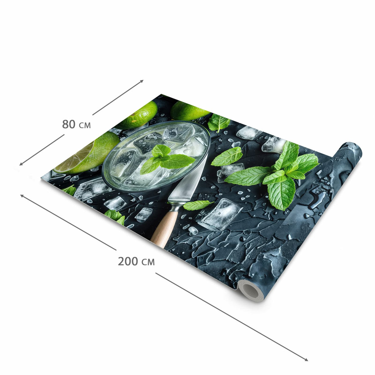 Pflegeleichter Küchenläufer mit Motiv Frische Limetten in der Grösse 60x120 cm