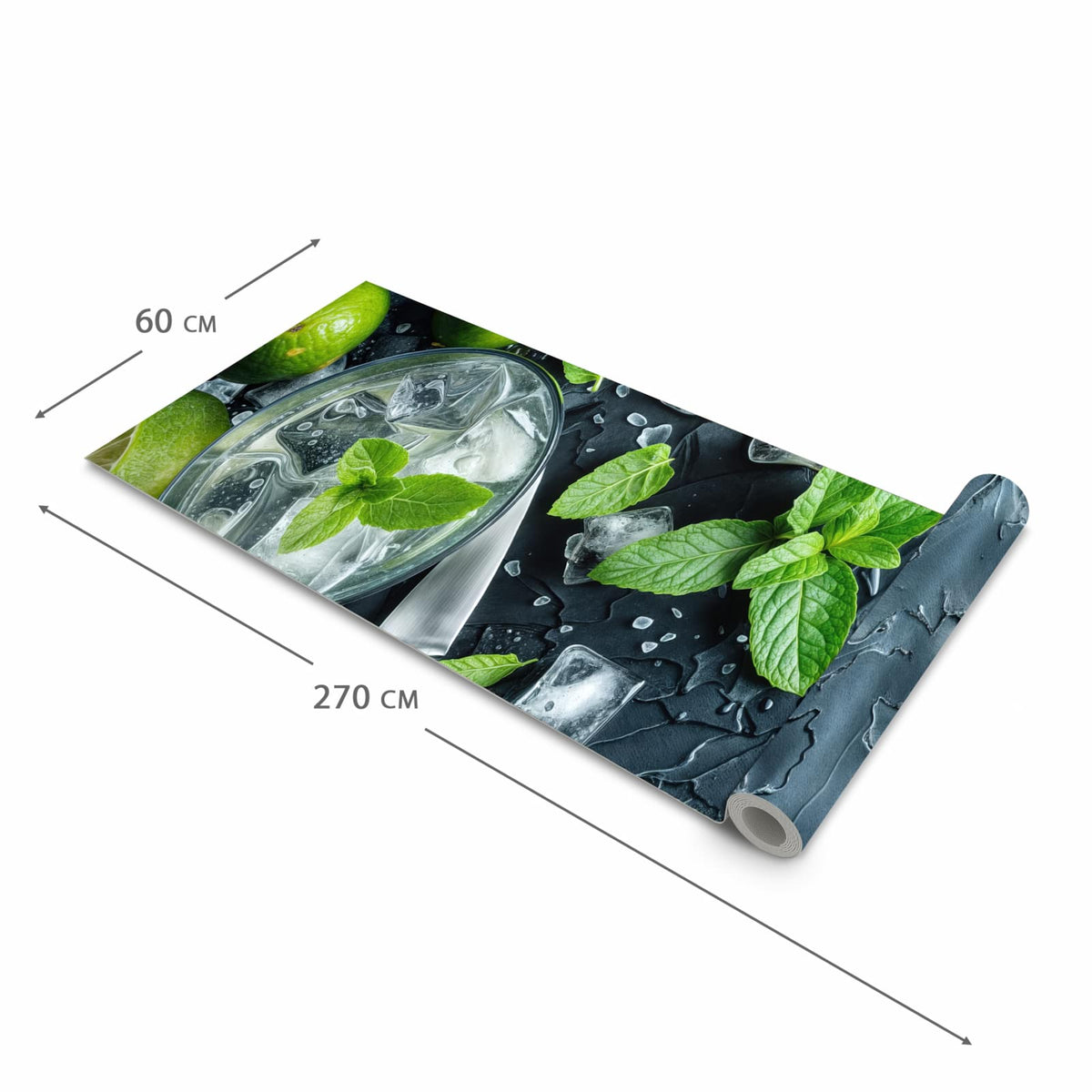 Pflegeleichter rutschfester Küchenteppich mit Motiv Frische Limetten in der Grösse 60x120 cm