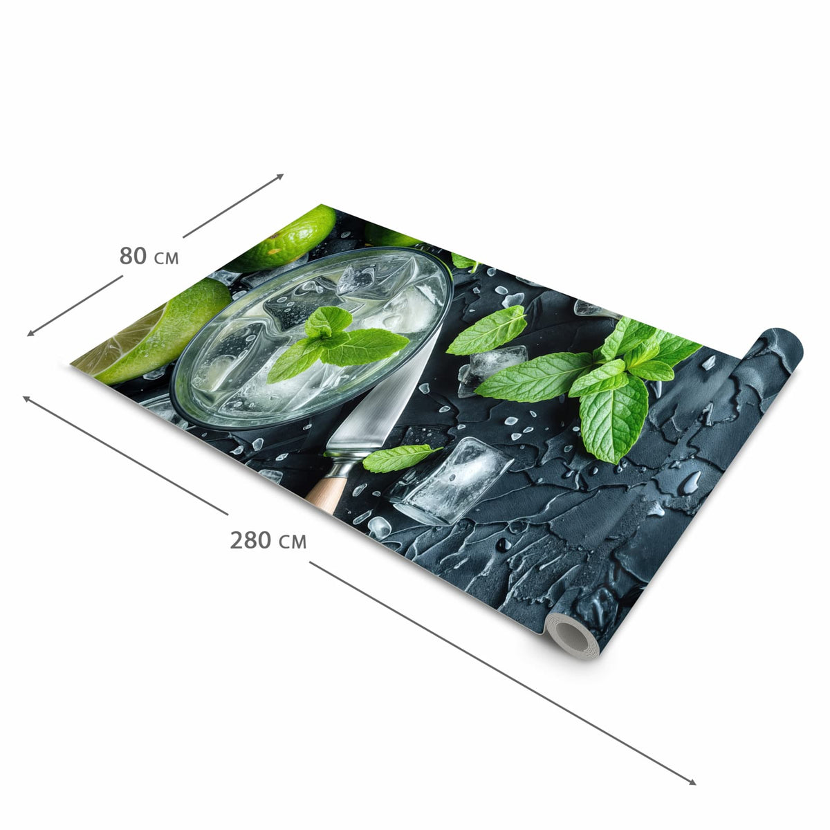 Hygienischer rutschfester Küchenläufer mit Motiv Frische Limetten in der Grösse 60x120 cm