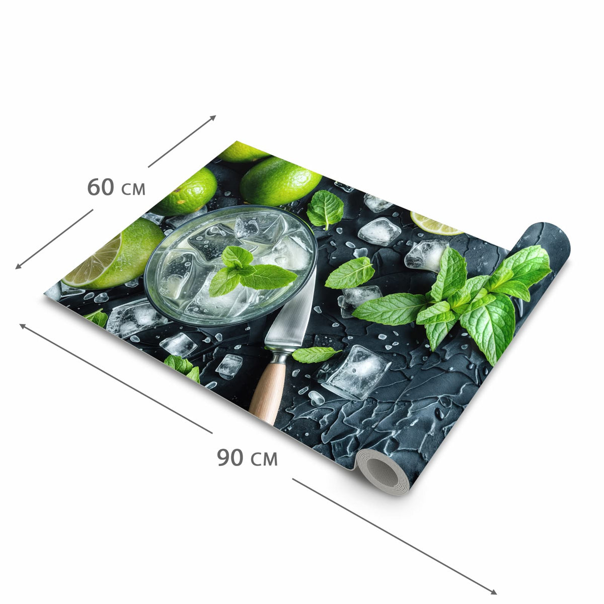 Rutschhemmender Küchenläufer mit Motiv Frische Limetten in der Grösse 60x120 cm