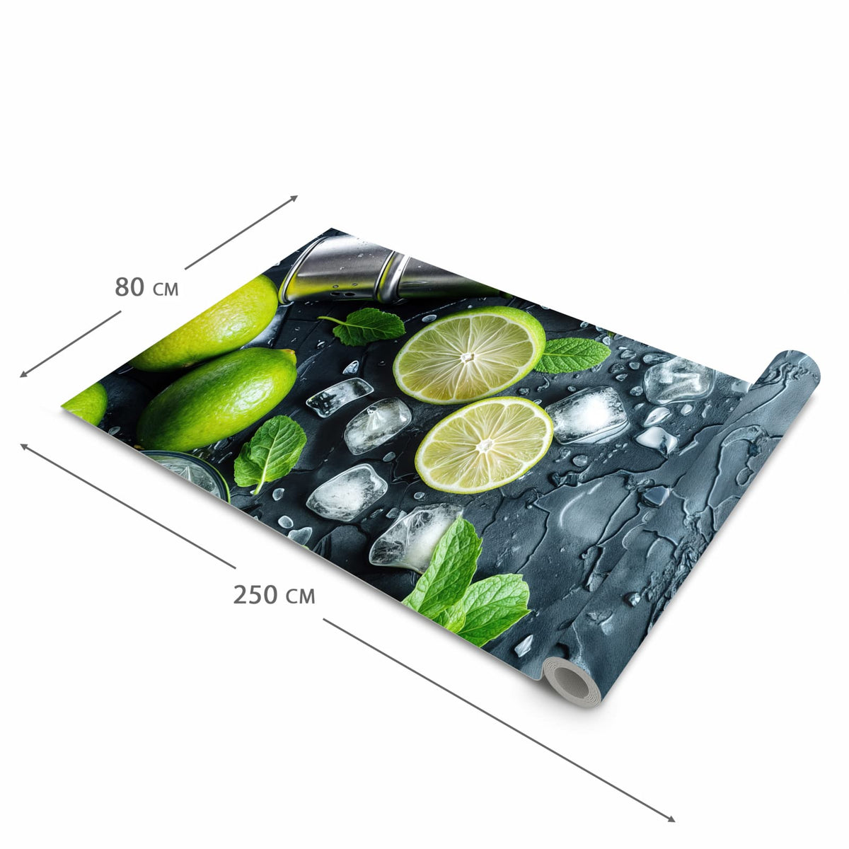 Waschbarer Küchenläufer mit Motiv Frische Limetten in der Größe 60x120 cm, angenehme Haptik